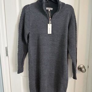 Heartloom Gray Quarter-Zip Sweater dress